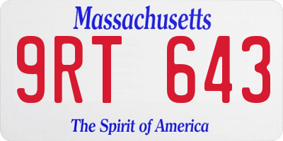 MA license plate 9RT643