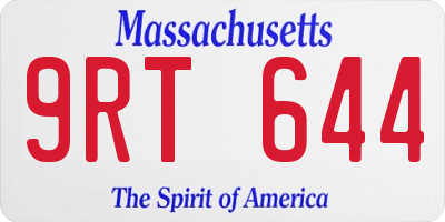 MA license plate 9RT644