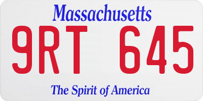 MA license plate 9RT645