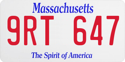 MA license plate 9RT647