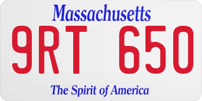 MA license plate 9RT650