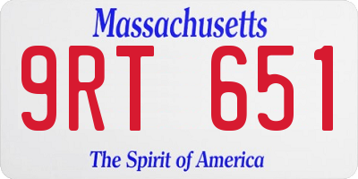 MA license plate 9RT651