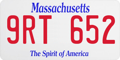 MA license plate 9RT652