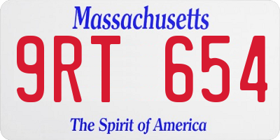 MA license plate 9RT654