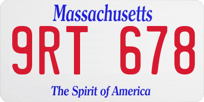 MA license plate 9RT678