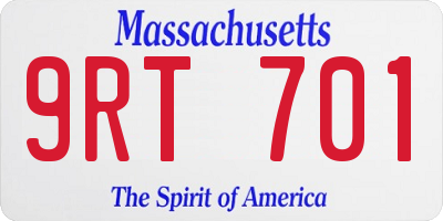 MA license plate 9RT701