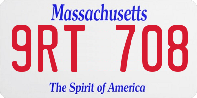 MA license plate 9RT708