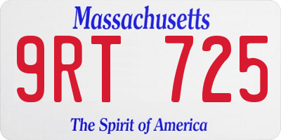 MA license plate 9RT725