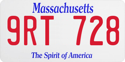 MA license plate 9RT728