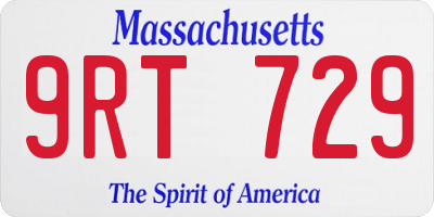 MA license plate 9RT729