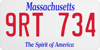 MA license plate 9RT734