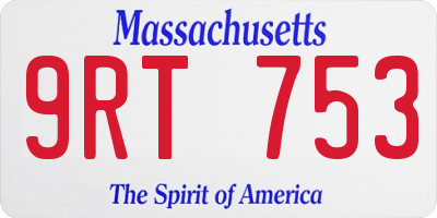 MA license plate 9RT753
