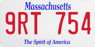 MA license plate 9RT754
