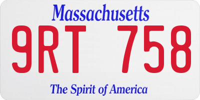 MA license plate 9RT758