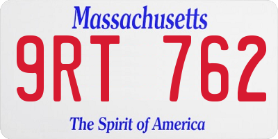 MA license plate 9RT762