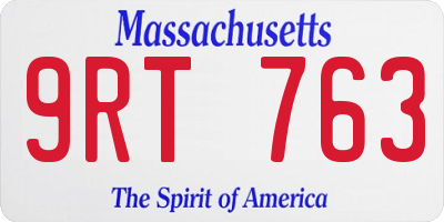 MA license plate 9RT763