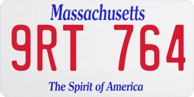 MA license plate 9RT764