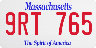 MA license plate 9RT765
