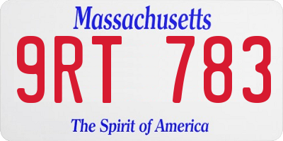 MA license plate 9RT783