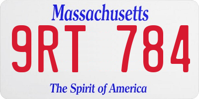 MA license plate 9RT784