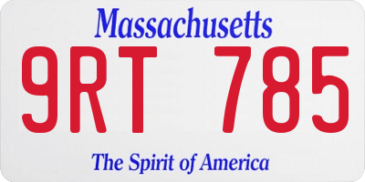 MA license plate 9RT785