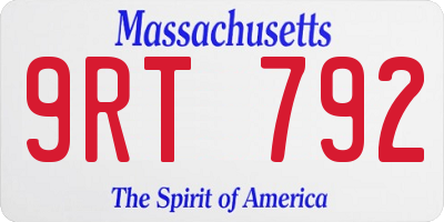 MA license plate 9RT792