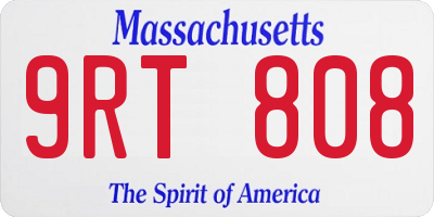 MA license plate 9RT808