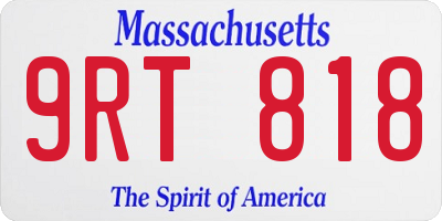 MA license plate 9RT818