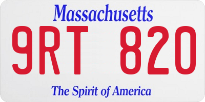 MA license plate 9RT820