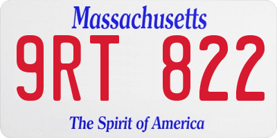 MA license plate 9RT822