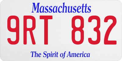 MA license plate 9RT832