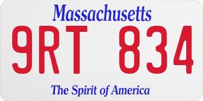 MA license plate 9RT834