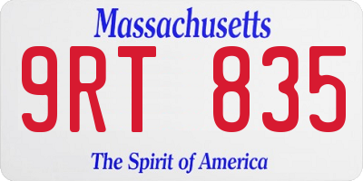 MA license plate 9RT835