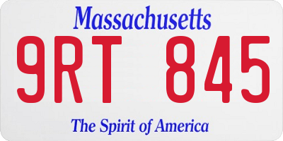 MA license plate 9RT845