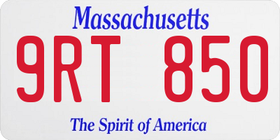 MA license plate 9RT850