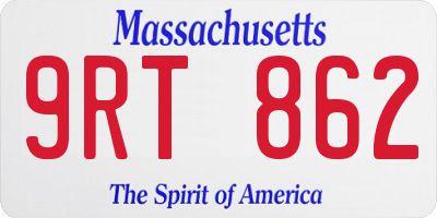 MA license plate 9RT862