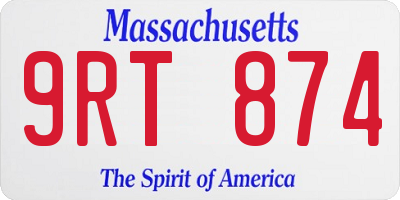 MA license plate 9RT874