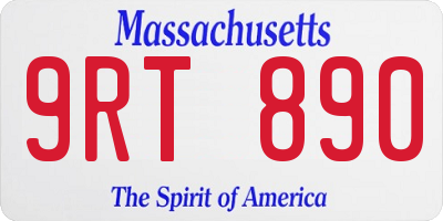 MA license plate 9RT890