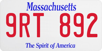 MA license plate 9RT892