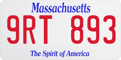 MA license plate 9RT893