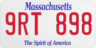 MA license plate 9RT898