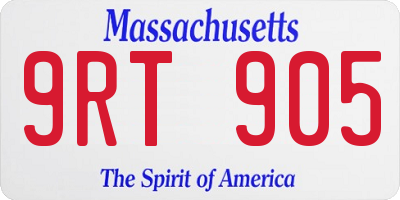 MA license plate 9RT905