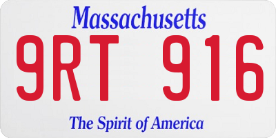 MA license plate 9RT916