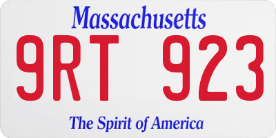 MA license plate 9RT923
