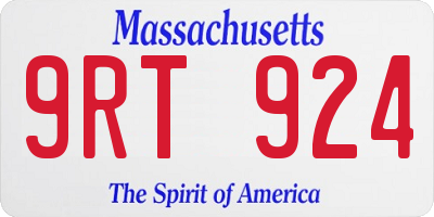 MA license plate 9RT924
