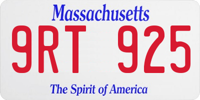 MA license plate 9RT925
