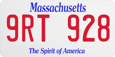 MA license plate 9RT928