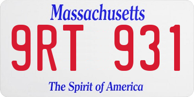 MA license plate 9RT931
