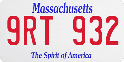 MA license plate 9RT932