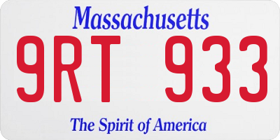 MA license plate 9RT933